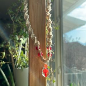 Mushroom bead hemp necklace boho jewelry